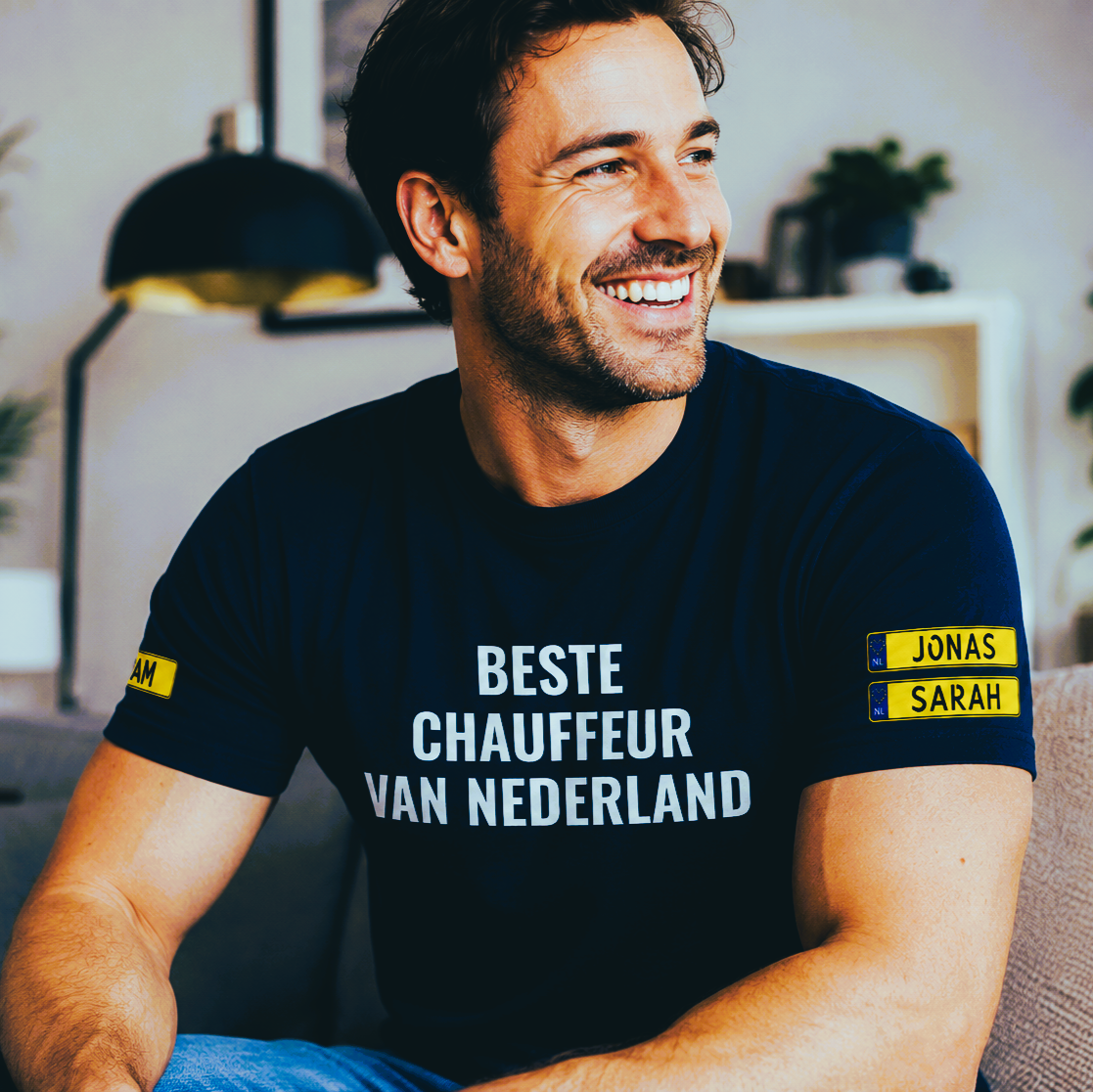 Beste chauffeur, t-shirt met 3 namen