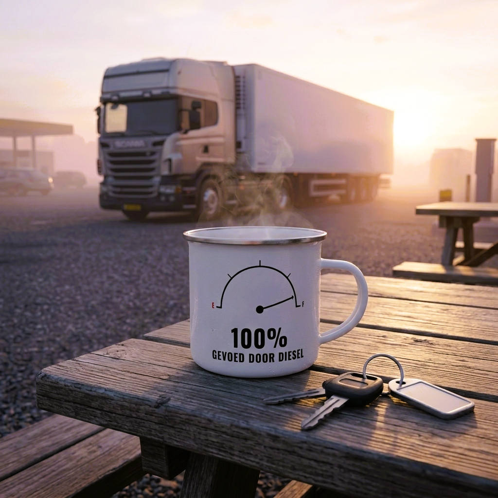 100% diesel, emaille mok