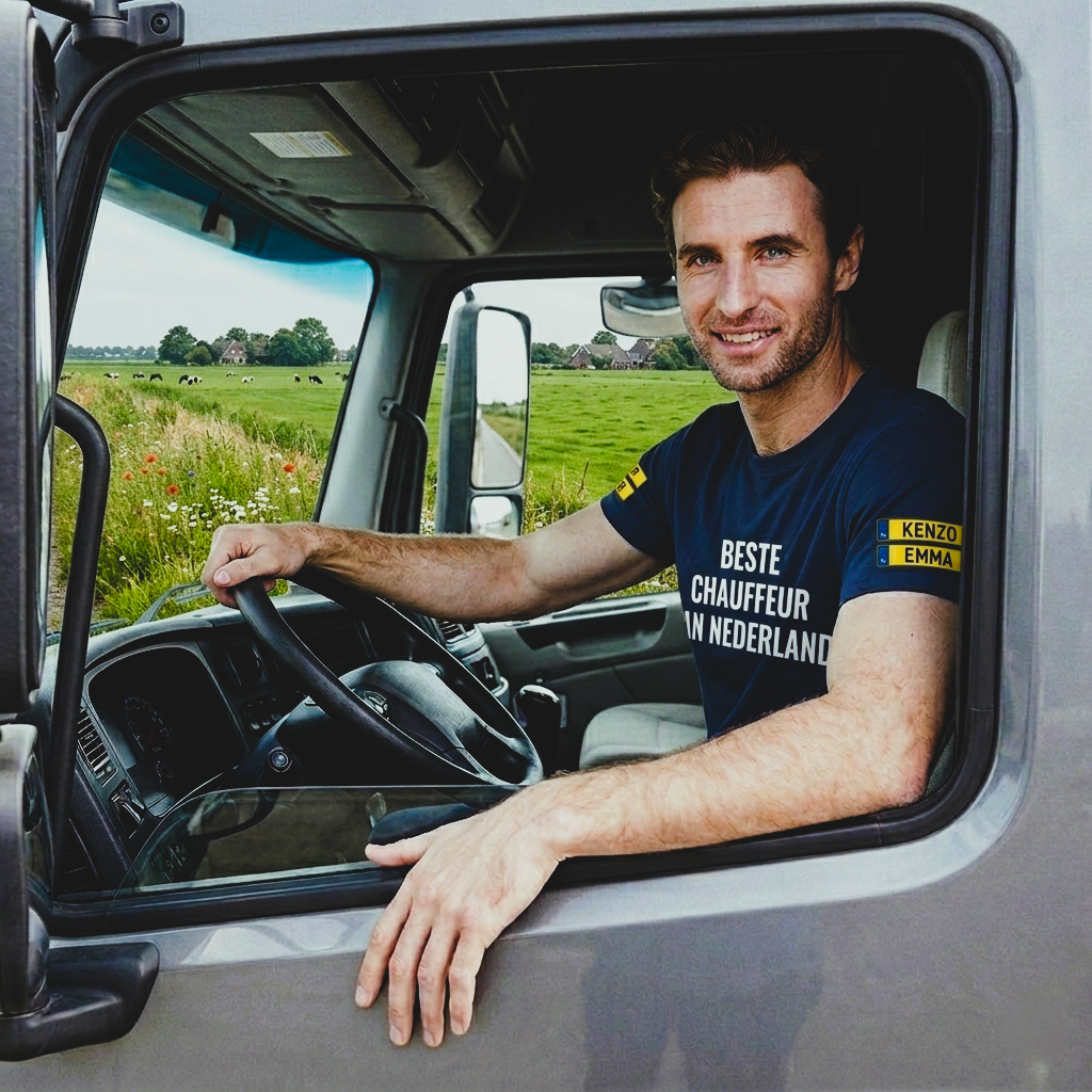 Beste chauffeur, t-shirt met 4 namen